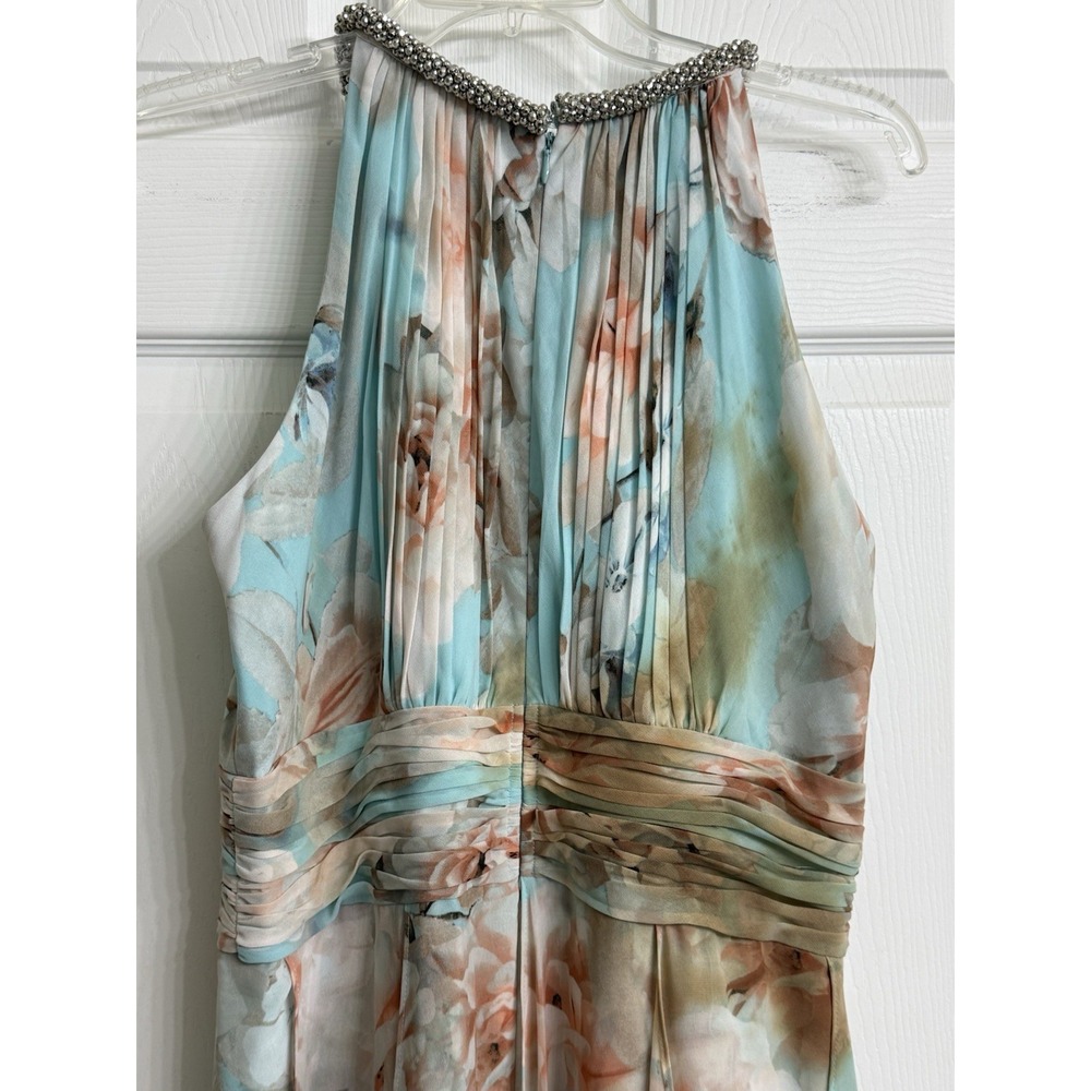 Calvin Kline sleeveless halter dress size 12 long flowy floral pattern - Picture 7 of 8
